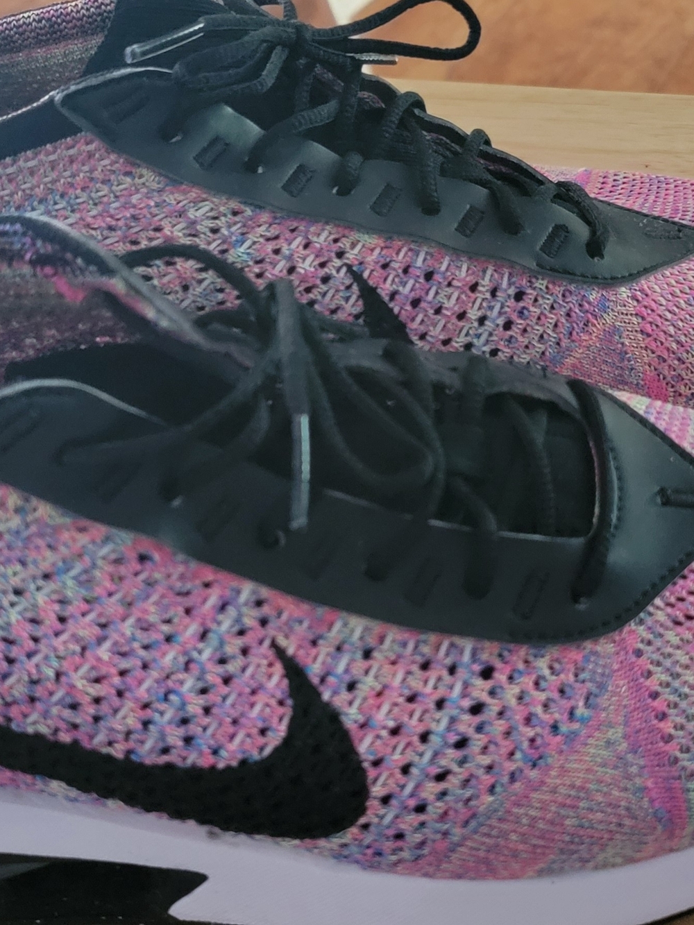 Nike Flyknit Running Shoes Pink Black Multicolor Knit